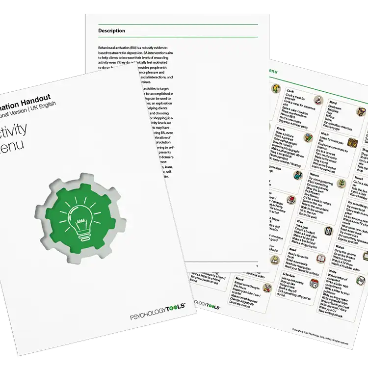 Psychology Tools resource: Activity Menu
