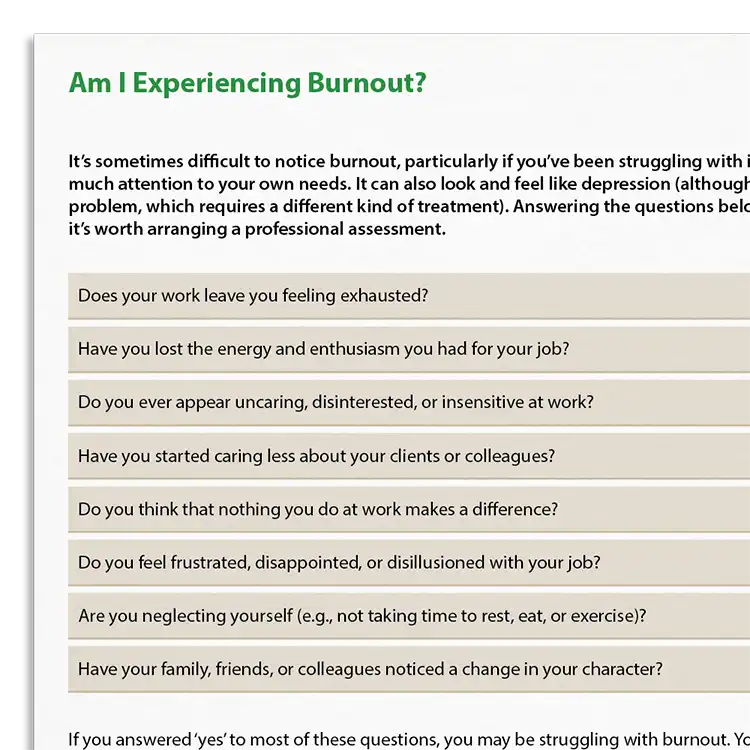 Psychology Tools resource: Am I Experiencing Burnout?