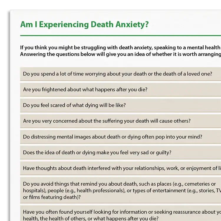 Psychology Tools resource: Am I Experiencing Death Anxiety?