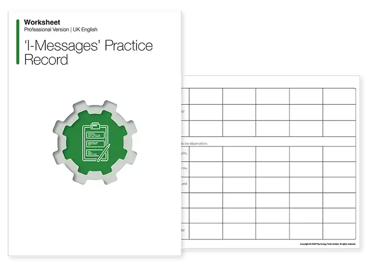 Psychology Tools resource: 'I-messages' Practice Record