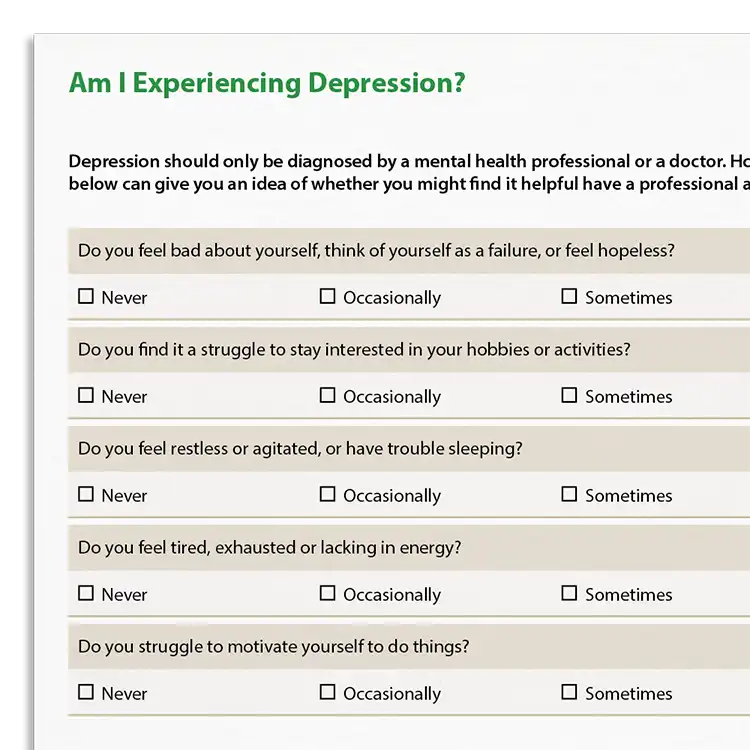 Psychology Tools resource: Am I Experiencing Depression?