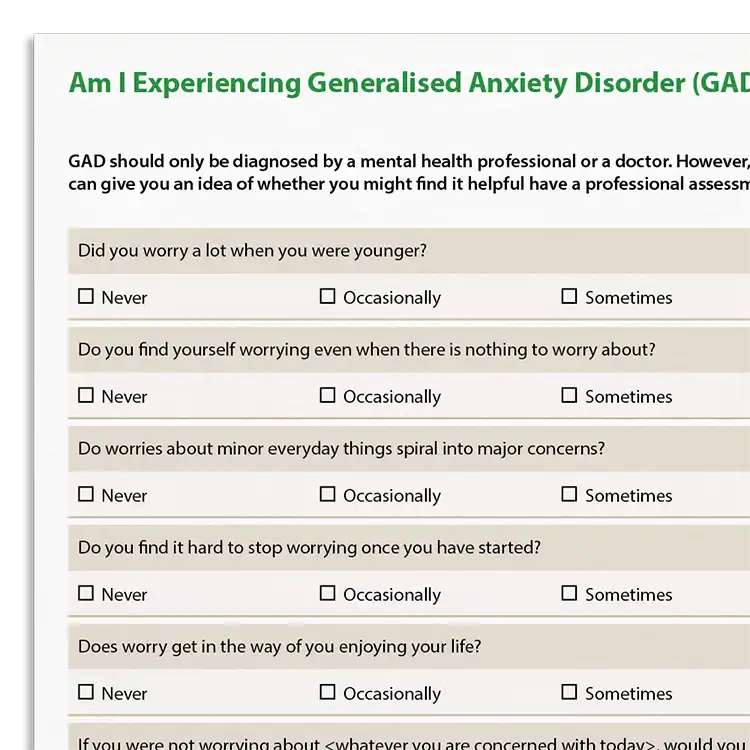 Psychology Tools resource: Am I Experiencing Generalized Anxiety Disorder (GAD)?
