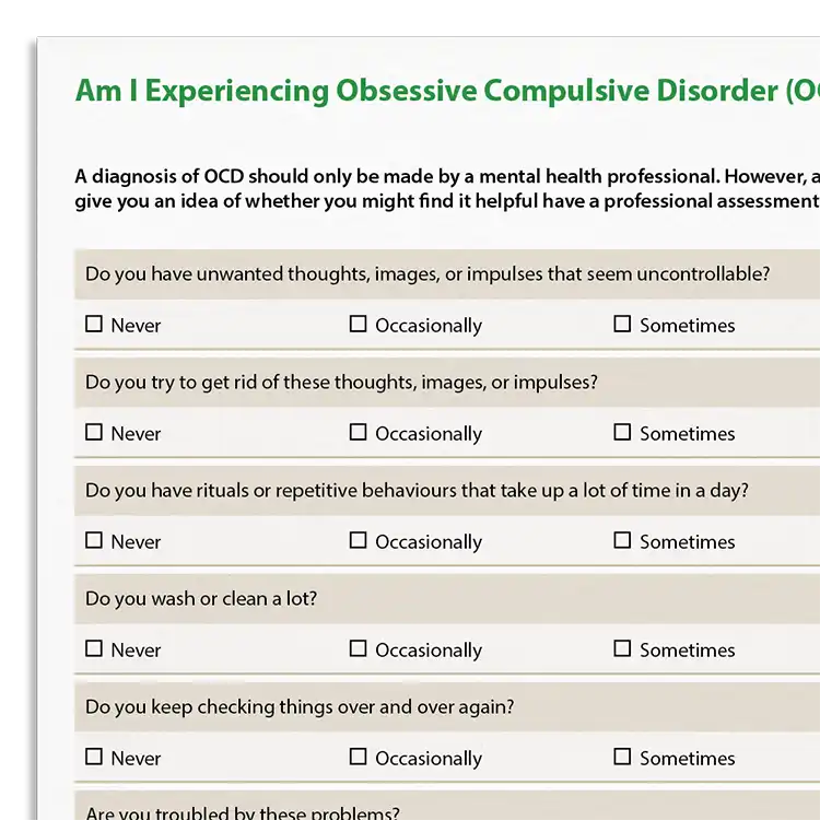 Psychology Tools resource: Am I Experiencing Obsessive Compulsive Disorder (OCD)?