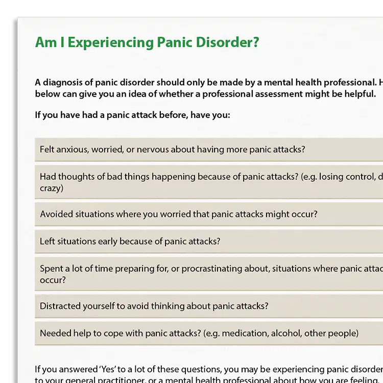 Psychology Tools resource: Am I Experiencing Panic Disorder?