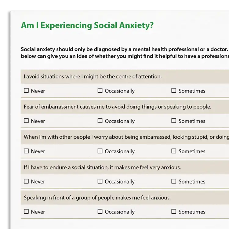 Psychology Tools resource: Am I Experiencing Social Anxiety?