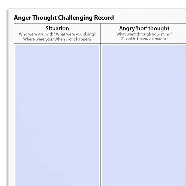 Psychology Tools resource: Anger Thought Challenging Record