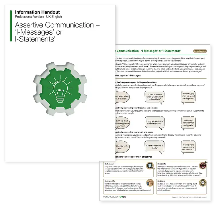 Psychology Tools resource: Assertive Communication – 'I-Messages' Or 'I-Statements'