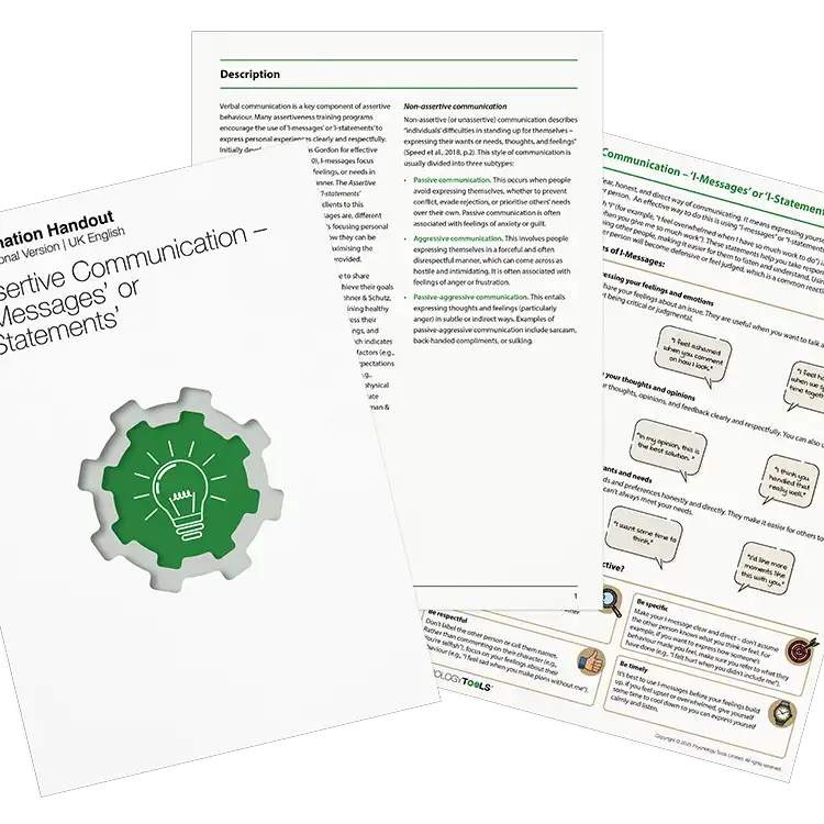 Psychology Tools resource: Assertive Communication – 'I-Messages' Or 'I-Statements'