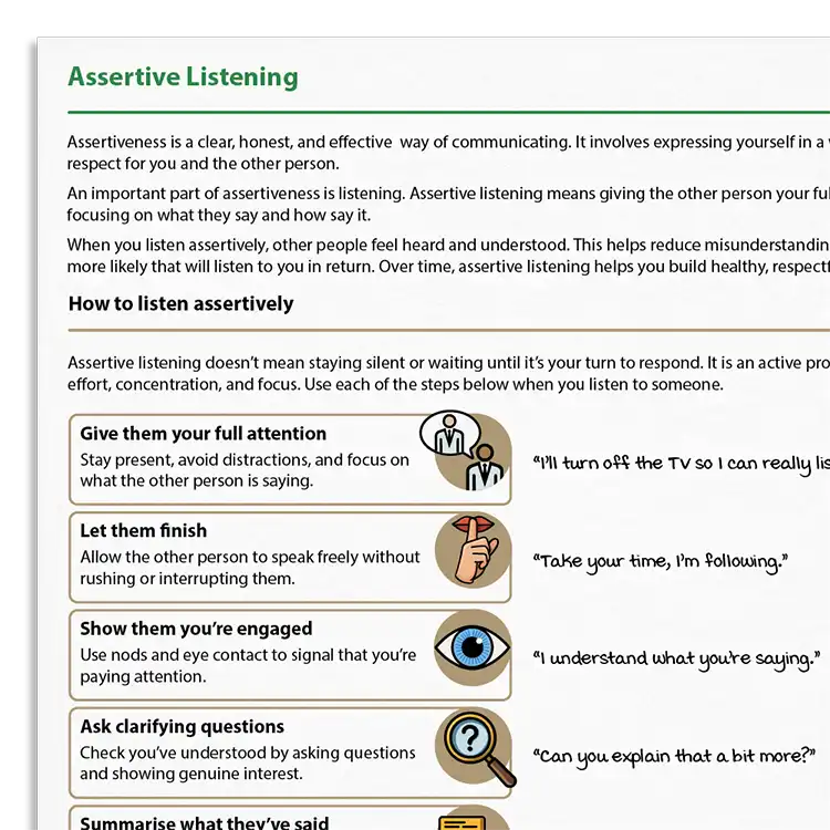 Psychology Tools resource: Assertive Listening