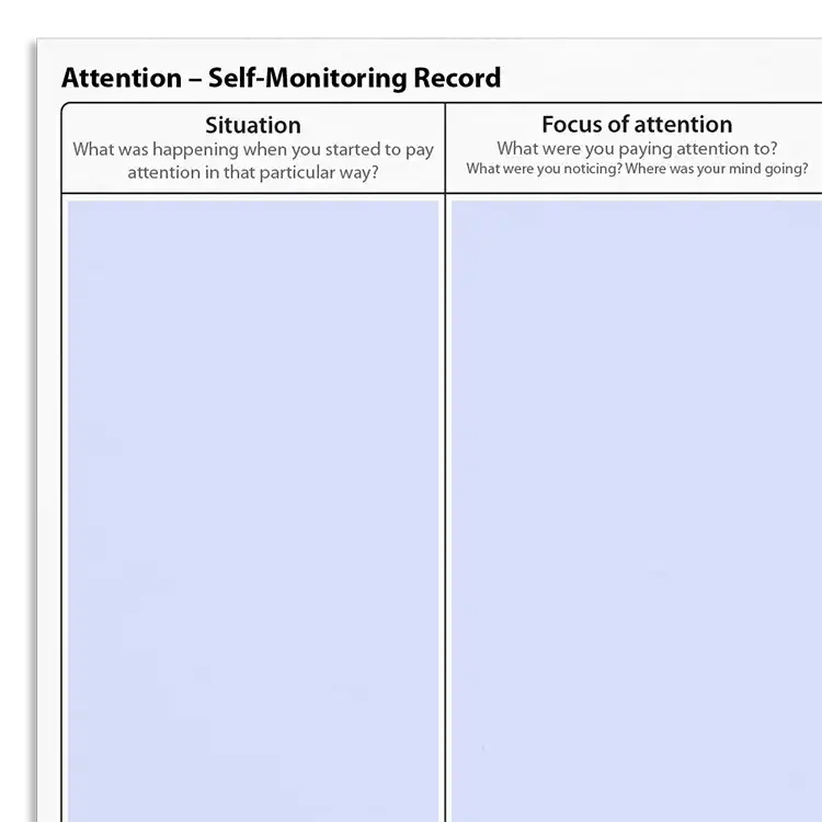Psychology Tools resource: Attention – Self-Monitoring Record