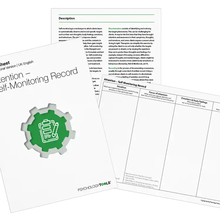 Psychology Tools resource: Attention – Self-Monitoring Record
