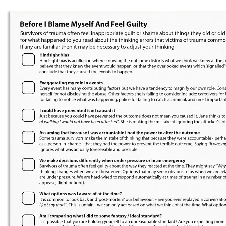 Psychology Tools resource: Before I Blame Myself And Feel Guilty