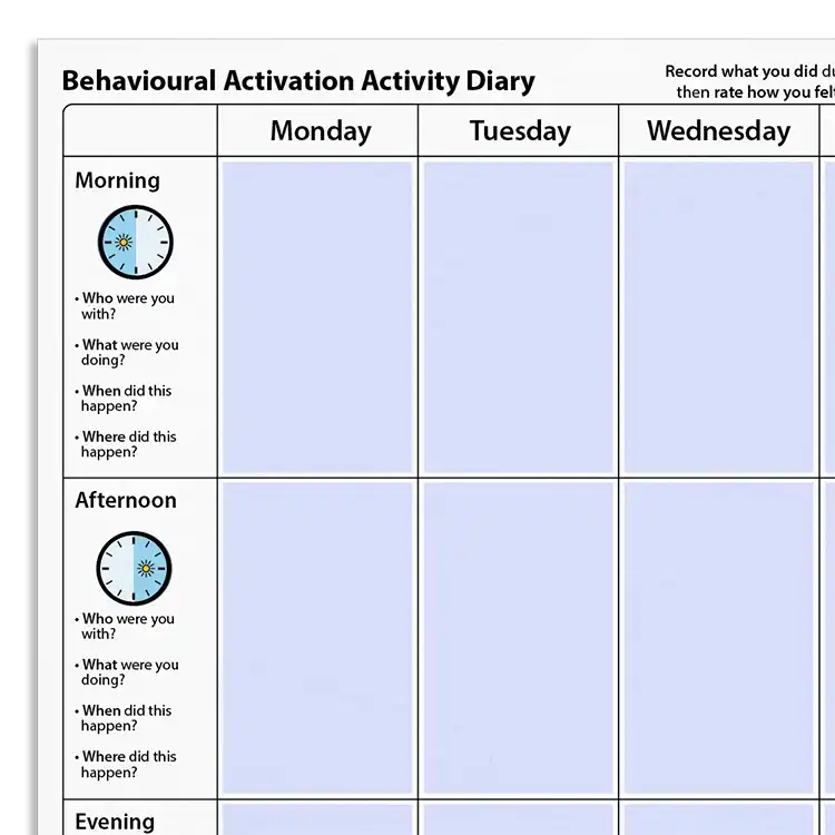 Psychology Tools resource: Behavioral Activation Activity Diary