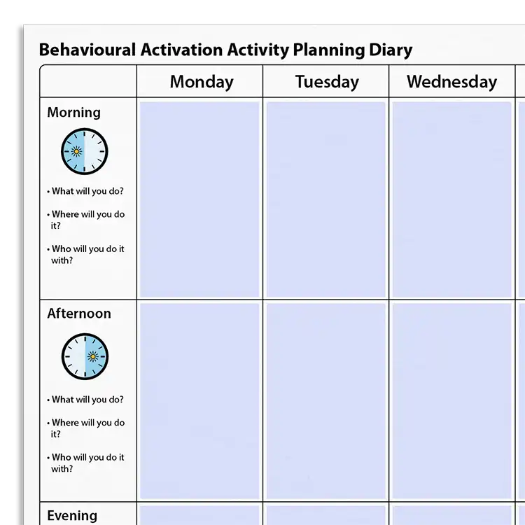 Psychology Tools resource: Behavioral Activation Activity Planning Diary