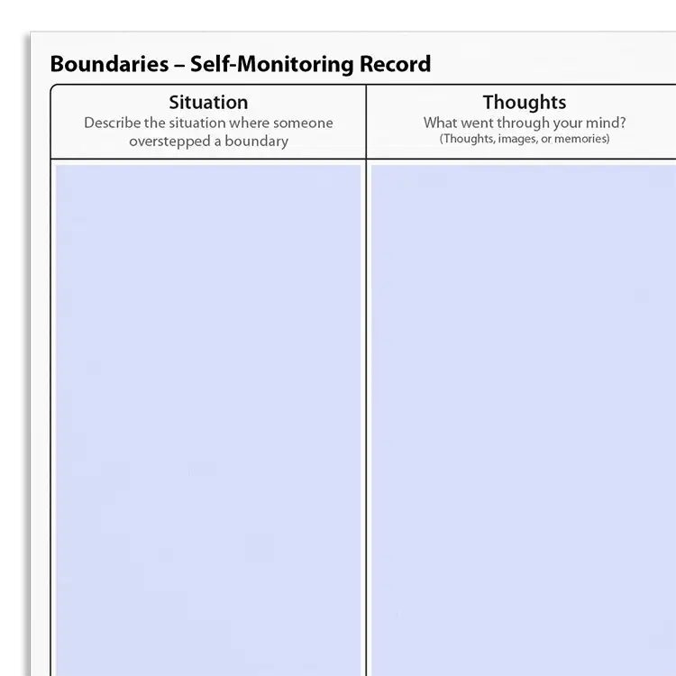 Psychology Tools resource: Boundaries – Self-Monitoring Record