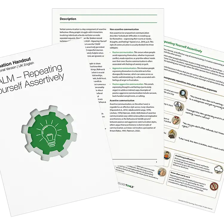 Psychology Tools resource: CALM – Repeating Yourself Assertively