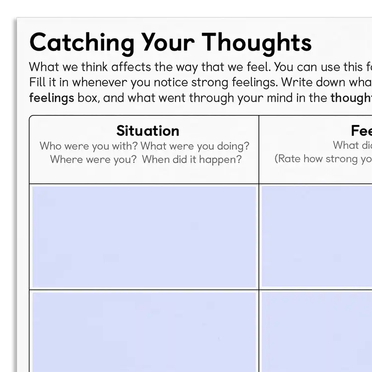 Psychology Tools resource: Catching Your Thoughts (CYP)
