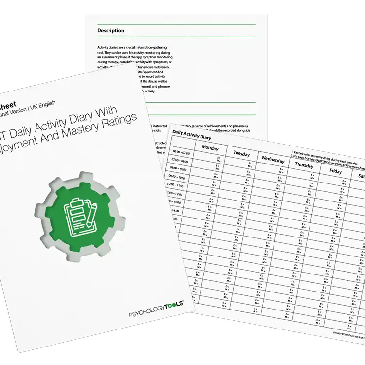 Psychology Tools resource: CBT Daily Activity Diary With Enjoyment and Mastery Ratings