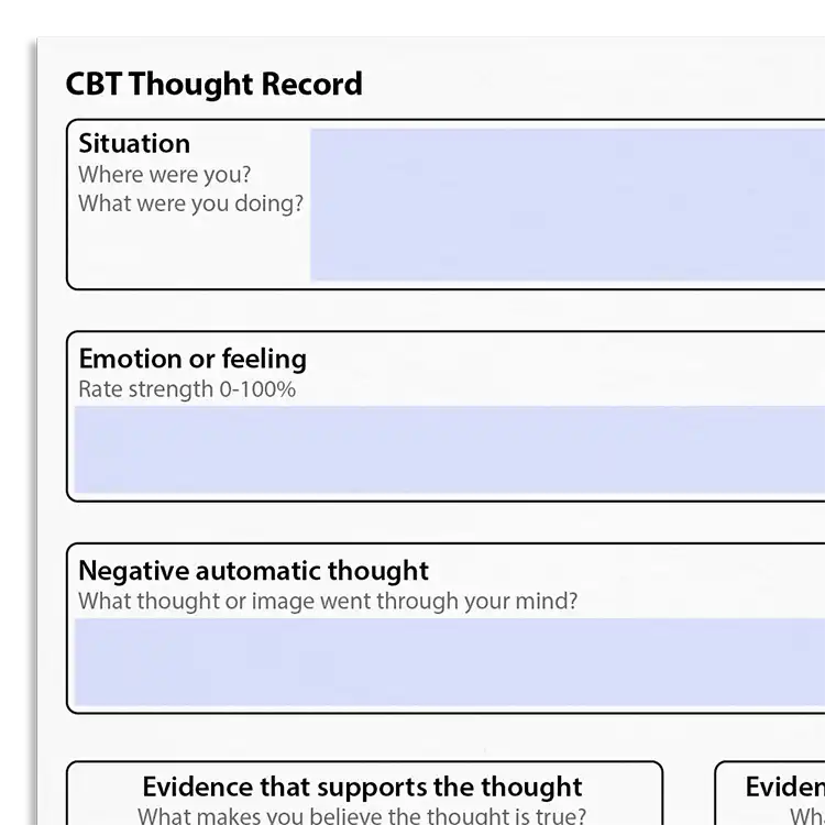 Psychology Tools resource: CBT Thought Record Portrait