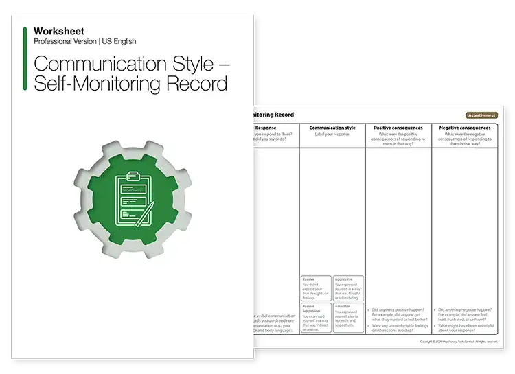 Psychology Tools resource: Communication Style – Self-Monitoring Record