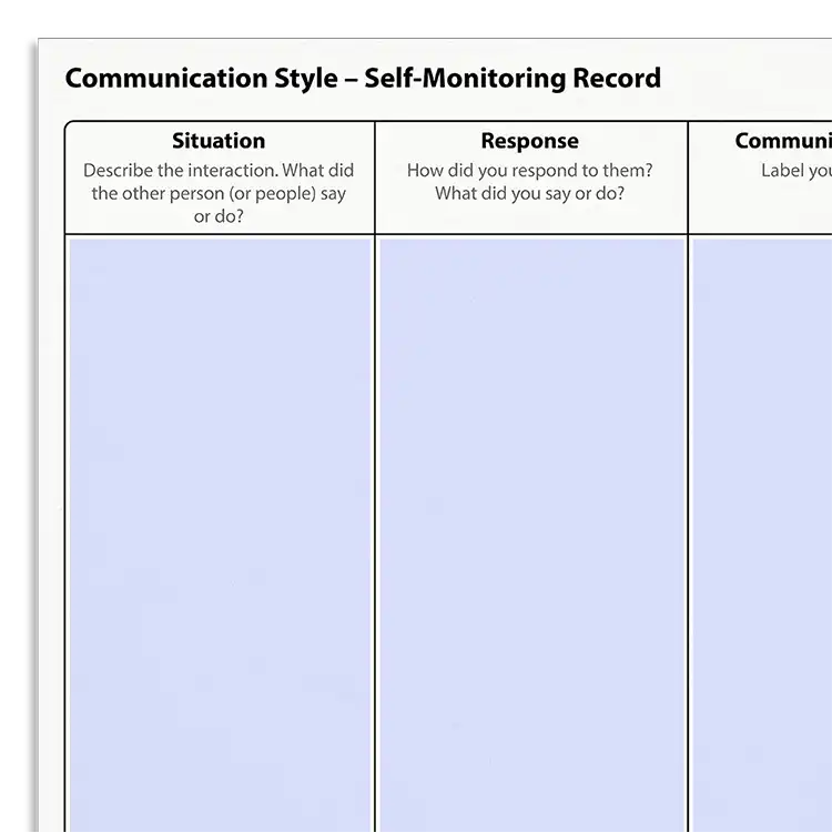 Psychology Tools resource: Communication Style – Self-Monitoring Record