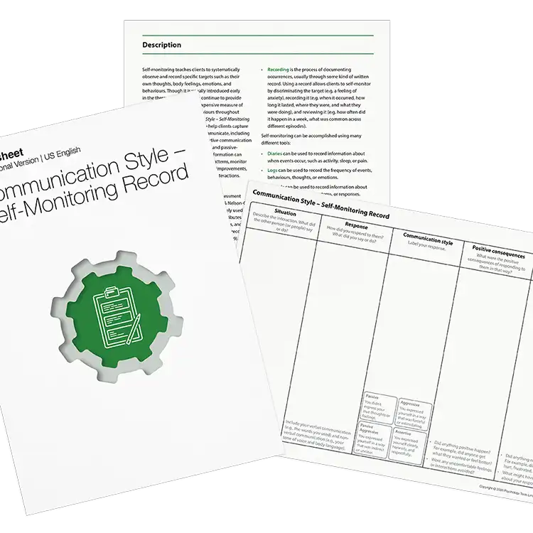 Psychology Tools resource: Communication Style – Self-Monitoring Record