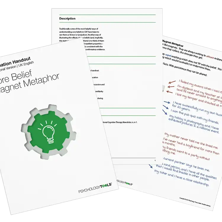 Psychology Tools resource: Core Belief Magnet Metaphor CBT Worksheet