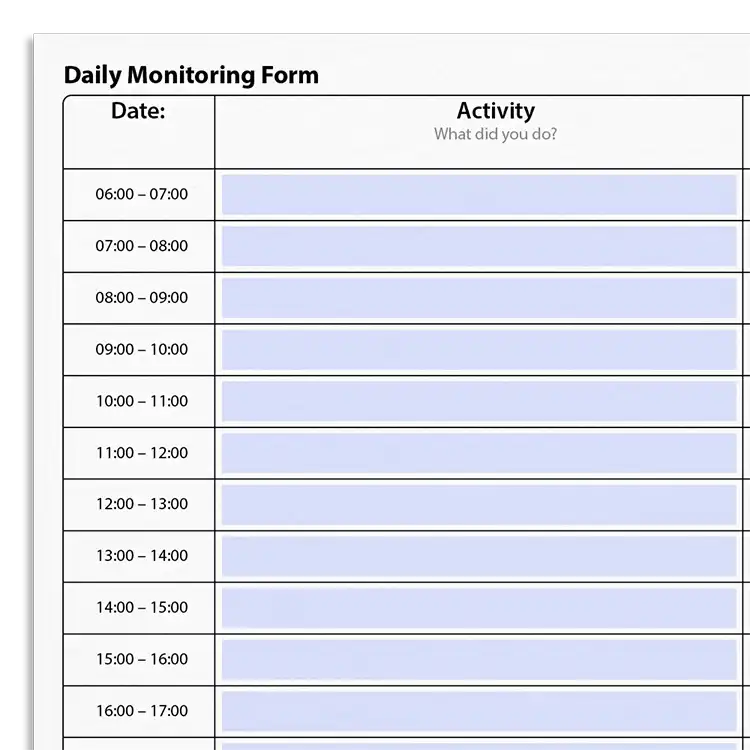 Psychology Tools resource: Daily Monitoring Form CBT Worksheet