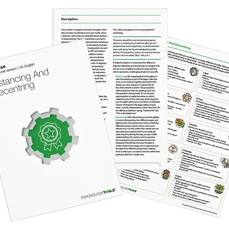 Psychology Tools resource: Distancing And Decentering