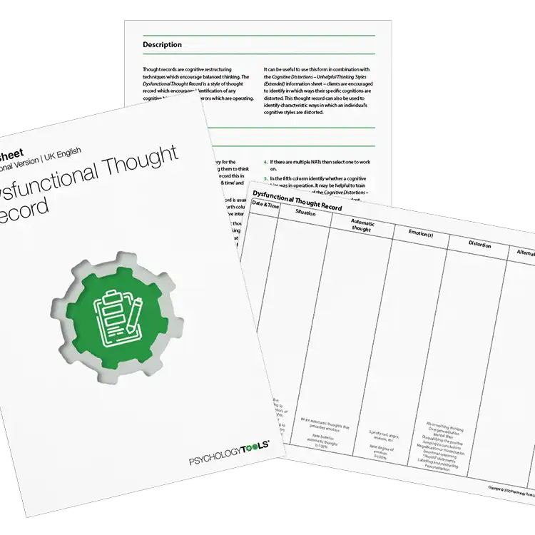 Psychology Tools resource: Dysfunctional Thought Record CBT Worksheet