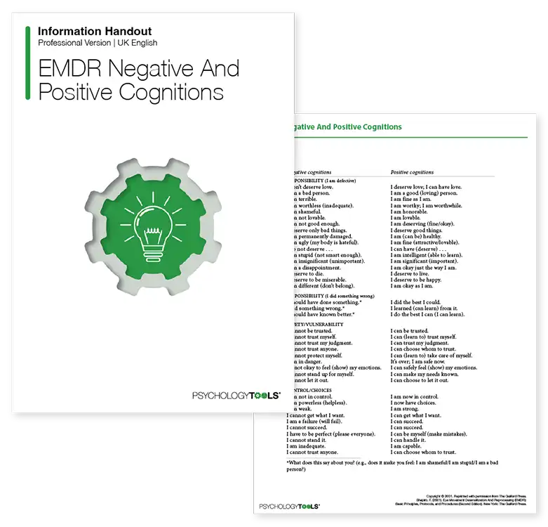 Psychology Tools resource: EMDR Negative And Positive Cognitions