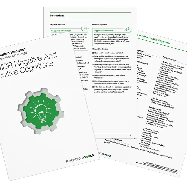 Psychology Tools resource: EMDR Negative And Positive Cognitions