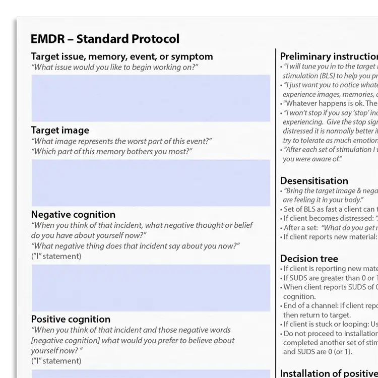 Psychology Tools resource: EMDR Protocol (Standard)