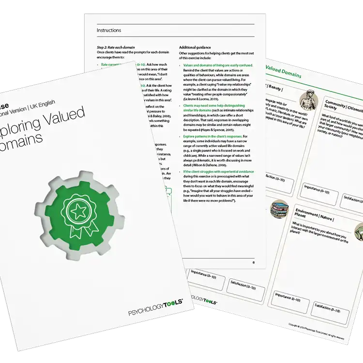 Psychology Tools resource: Exploring Valued Domains