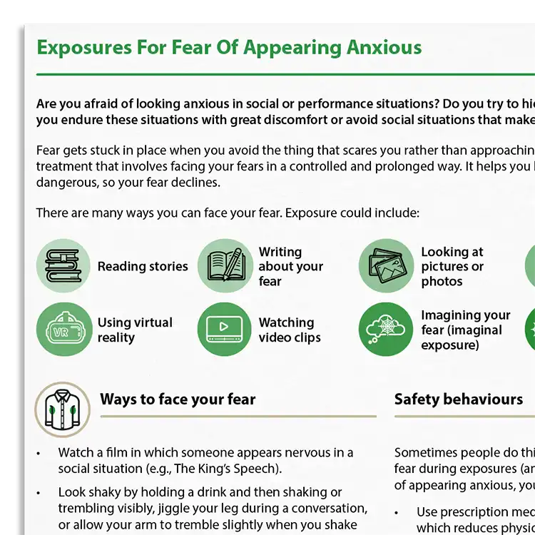 Psychology Tools resource: Exposures For Fear Of Appearing Anxious