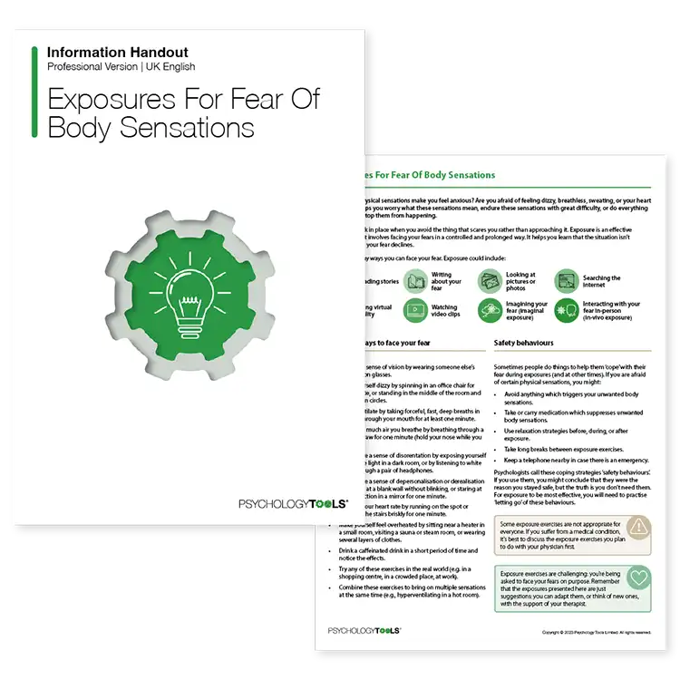 Psychology Tools resource: Exposures For Fear Of Body Sensations