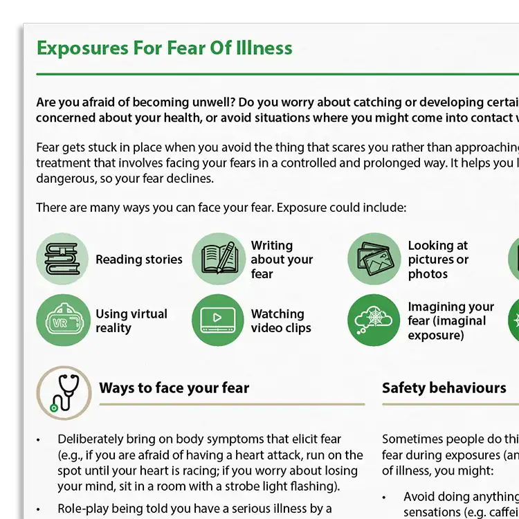 Psychology Tools resource: Exposures For Fear Of Illness