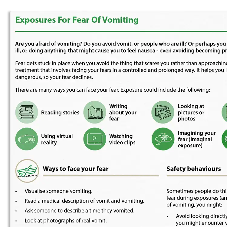 Psychology Tools resource: Exposures For Fear Of Vomiting