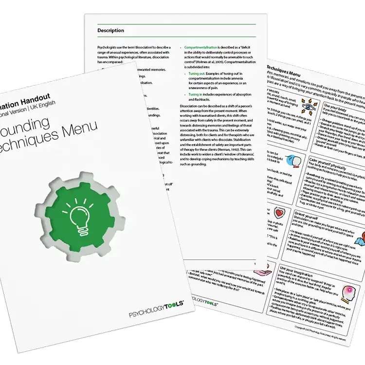 Psychology Tools resource: Grounding Techniques Menu