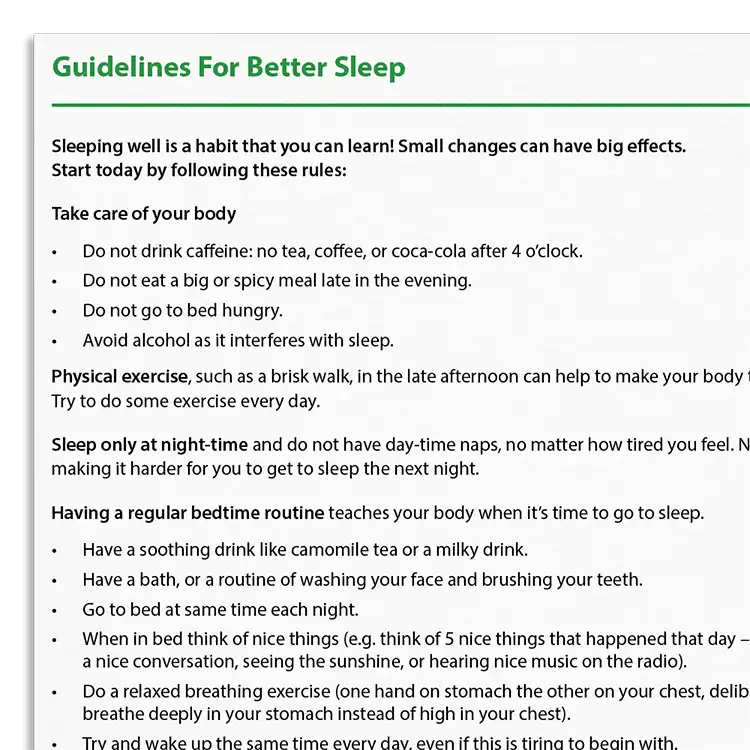 Psychology Tools resource: Guidelines For Better Sleep
