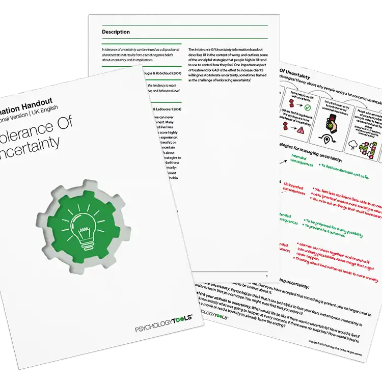 Psychology Tools resource: Intolerance Of Uncertainty