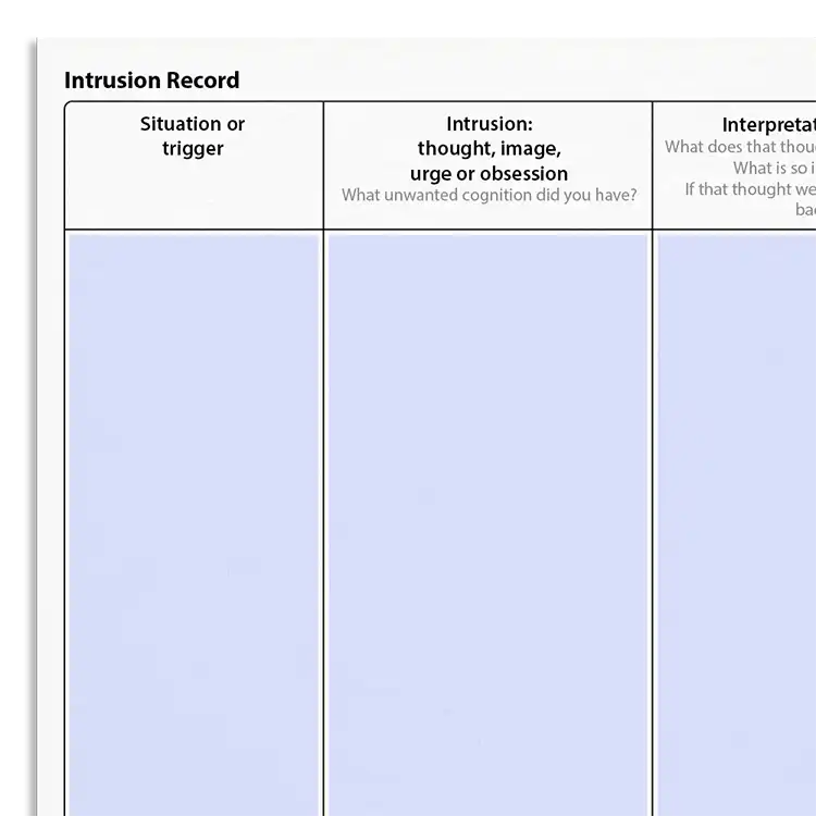 Psychology Tools resource: Intrusion Record