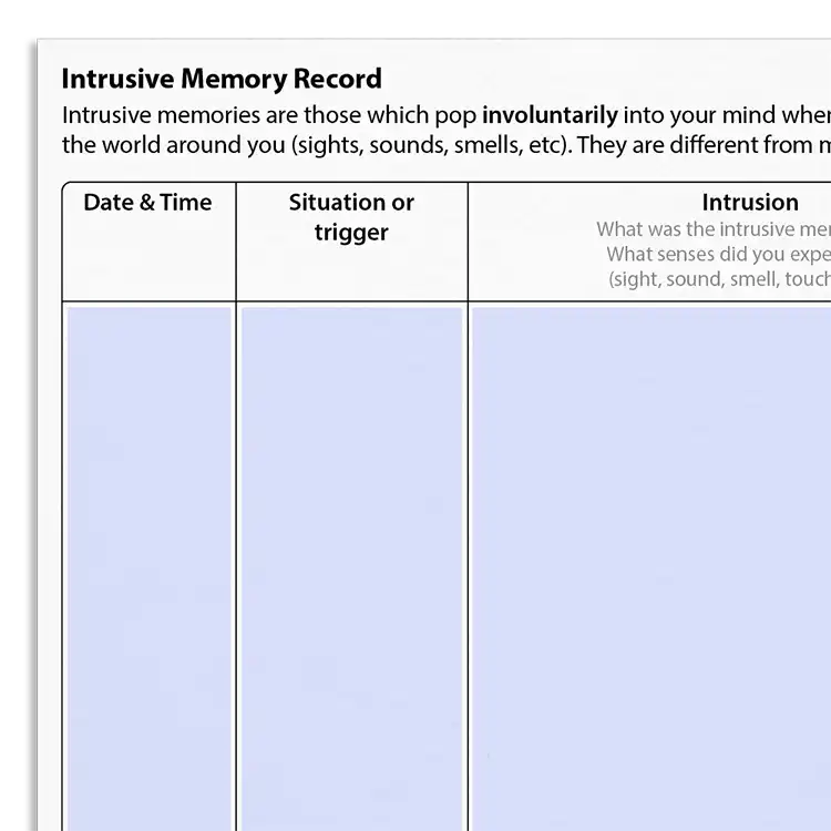Psychology Tools resource: Intrusive Memory Record