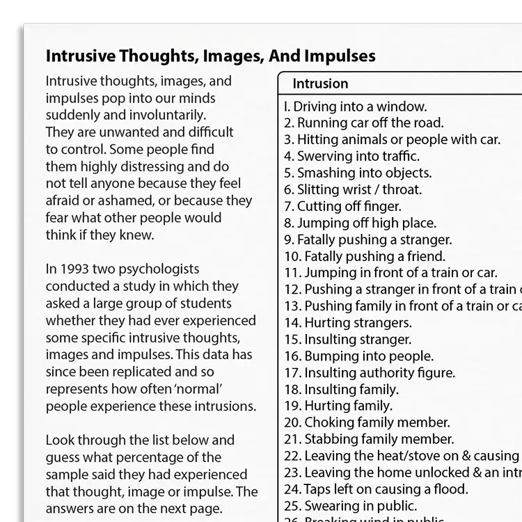 Psychology Tools resource: Intrusive Thoughts Images And Impulses