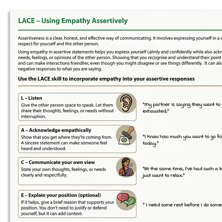 Psychology Tools resource: LACE – Using Empathy Assertively