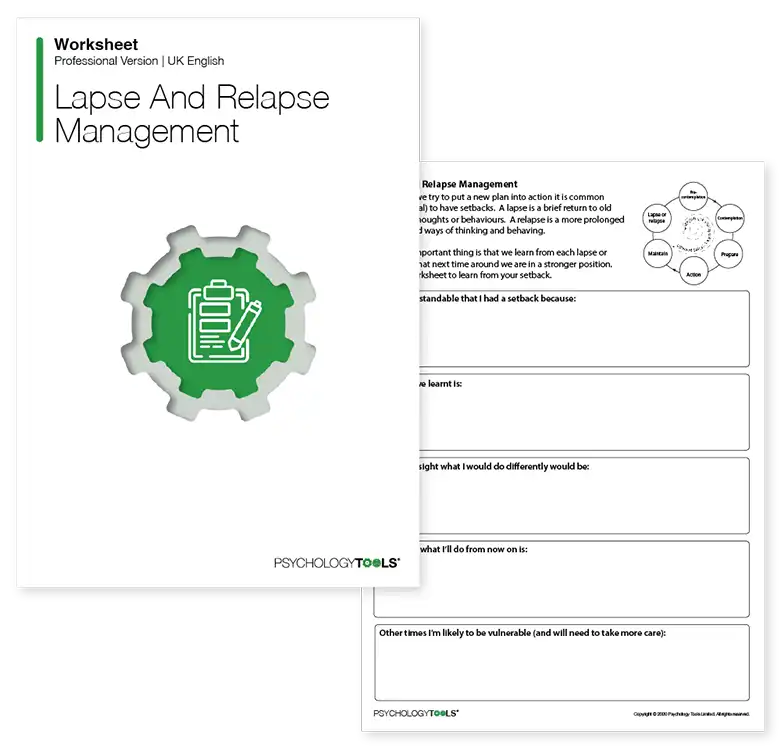 Psychology Tools resource: Lapse And Relapse Management
