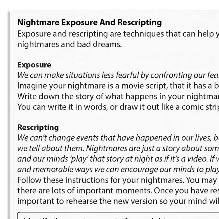 Psychology Tools resource: Nightmare Exposure And Rescripting