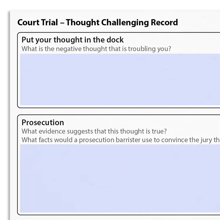 Psychology Tools resource: Court Trial Thought Challenging Record Archived