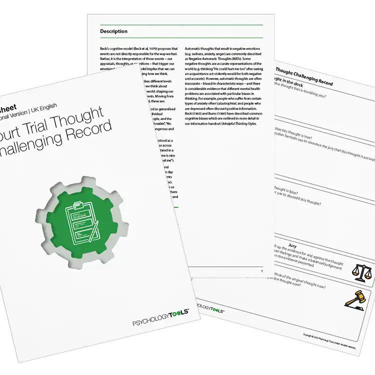 Psychology Tools resource: Court Trial Thought Challenging Record Archived