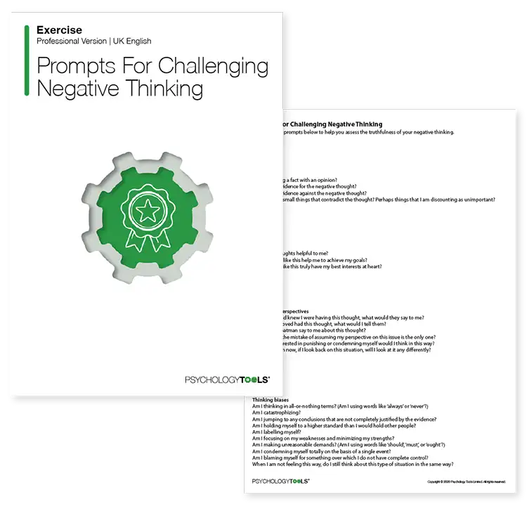 Psychology Tools resource: Prompts For Challenging Negative Thinking Archived